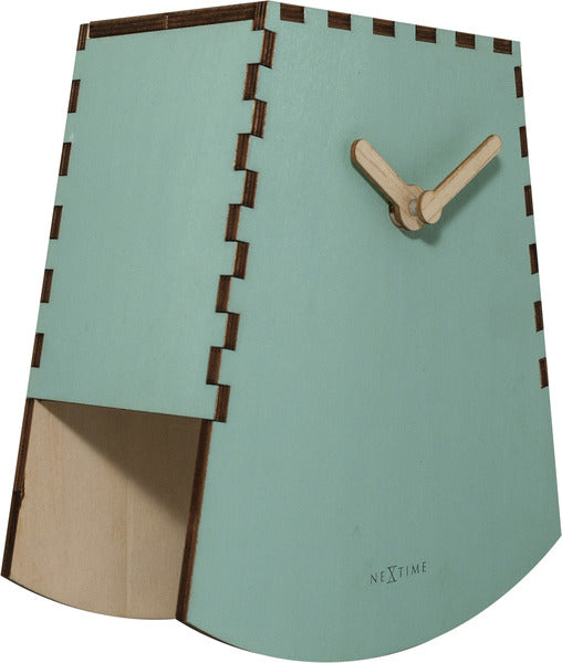 Nextime Ne-5207Tq Tafelklok Rocky 19.5X18X8.8 Cm Hout Turquoise