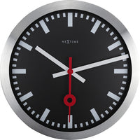 Nextime Ne-3999Stzw Wandklok Dia. 35 Cm, Geborsteld Aluminium, 'Station'