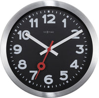 Nextime Ne-3998Arzw Wandklok 'Station' Ø19 Cm, Geborsteld Aluminium Zwart