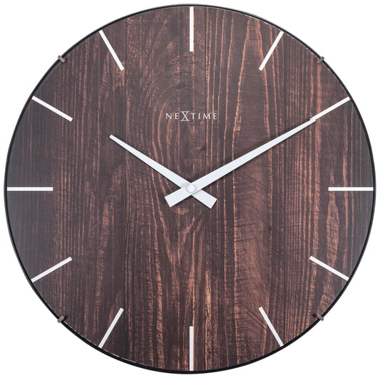 Nextime Ne-3249Br Wandklok Edge-Wood-Dome Dia 35Cm Kunststof Bruin