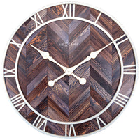 Nextime Ne-3245Br - Wandklok - Ø 58 Cm - Hout/Metaal - Donkerbruin - 'Roman Vintage'
