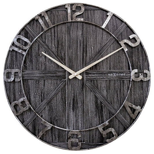 Nextime Ne-3276Zw Wandklok York 50 Cm Zwart/Hout/Metaal