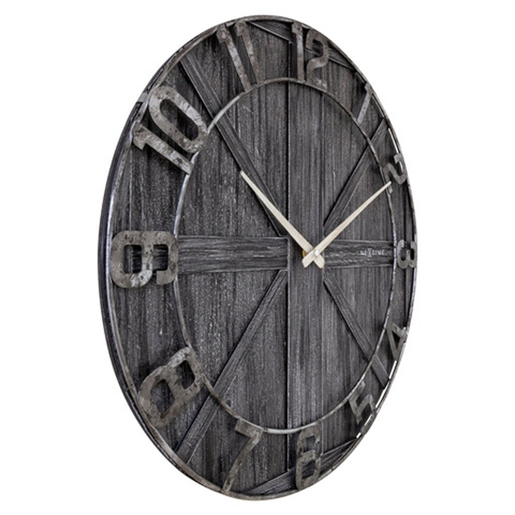 Nextime Ne-3276Zw Wandklok York 50 Cm Zwart/Hout/Metaal