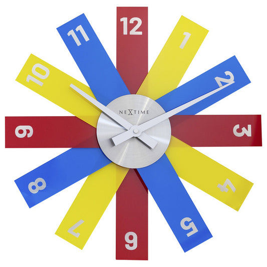 Nextime Ne-3285Di Design Wandklok - 40Cm- Stille Klok - Multicolor - Acryl - "Plexi"