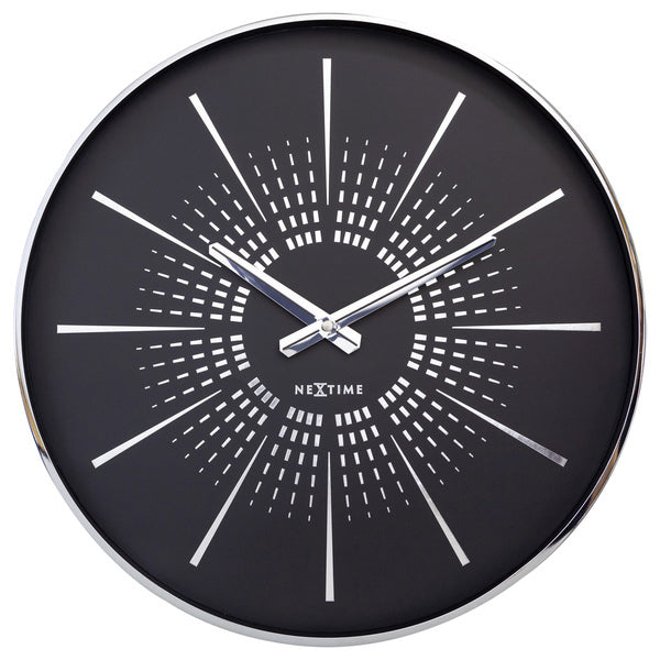 Nextime Ne-3287Zw Stille Wandklok - 40Cm- Zwart - Metaal - "Excentric"