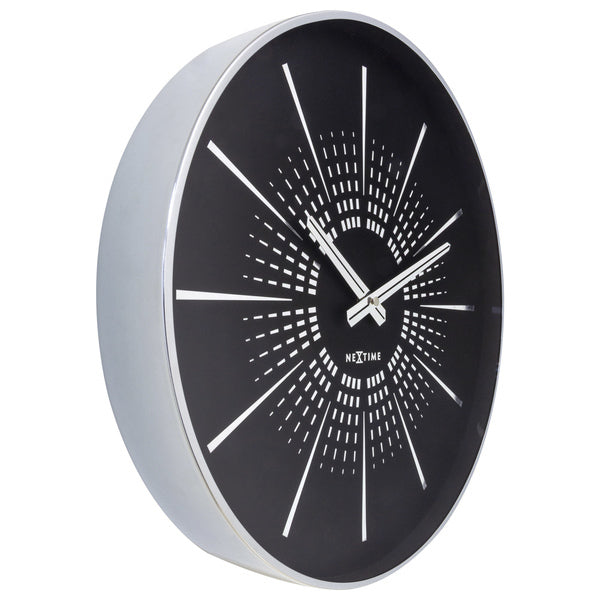 Nextime Ne-3287Zw Stille Wandklok - 40Cm- Zwart - Metaal - "Excentric"