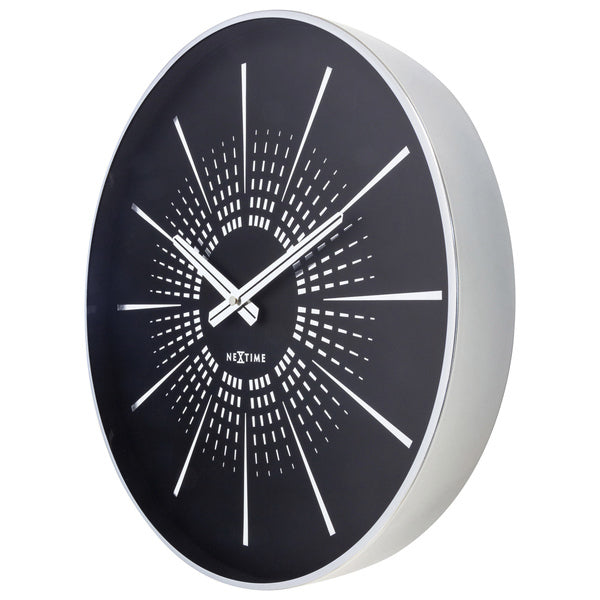 Nextime Ne-3287Zw Stille Wandklok - 40Cm- Zwart - Metaal - "Excentric"