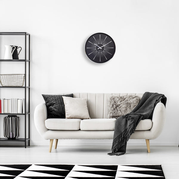 Nextime Ne-3287Zw Stille Wandklok - 40Cm- Zwart - Metaal - "Excentric"