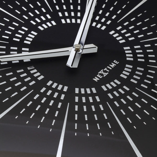 Nextime Ne-3287Zw Stille Wandklok - 40Cm- Zwart - Metaal - "Excentric"