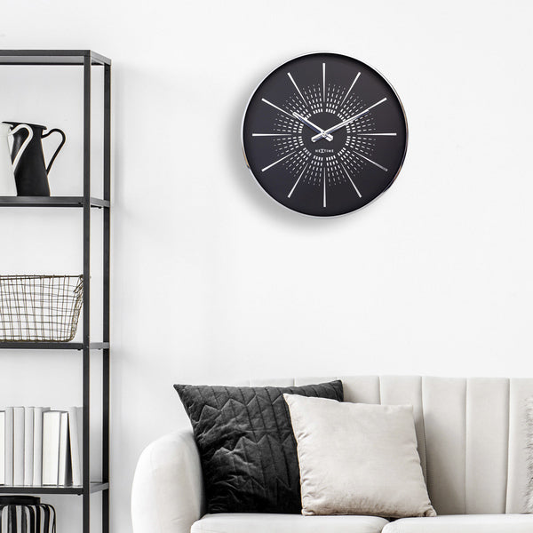 Nextime Ne-3287Zw Stille Wandklok - 40Cm- Zwart - Metaal - "Excentric"