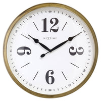 Nextime Ne-3290Go Landelijke Wandklok - 39Cm - Stille Klok - Wit/ Goud- "Classic"