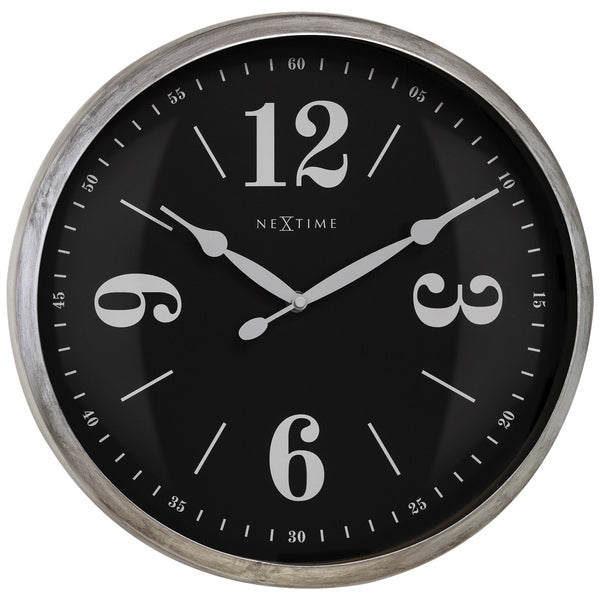 Nextime Ne-3290Zi Landelijke Wandklok - 39Cm - Stille Klok - Wit/ Zilver - "Classic"