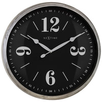 Nextime Ne-3290Zi Landelijke Wandklok - 39Cm - Stille Klok - Wit/ Zilver - "Classic"