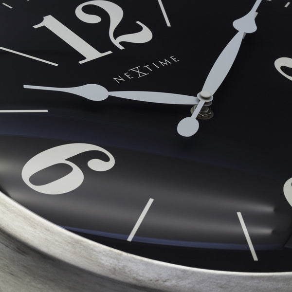 Nextime Ne-3290Zi Landelijke Wandklok - 39Cm - Stille Klok - Wit/ Zilver - "Classic"