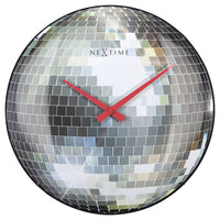 Nextime Ne-3293 Stille Wandklok - 35Cm - Discobal - Koepelvormig Glas - "Disco Ball"