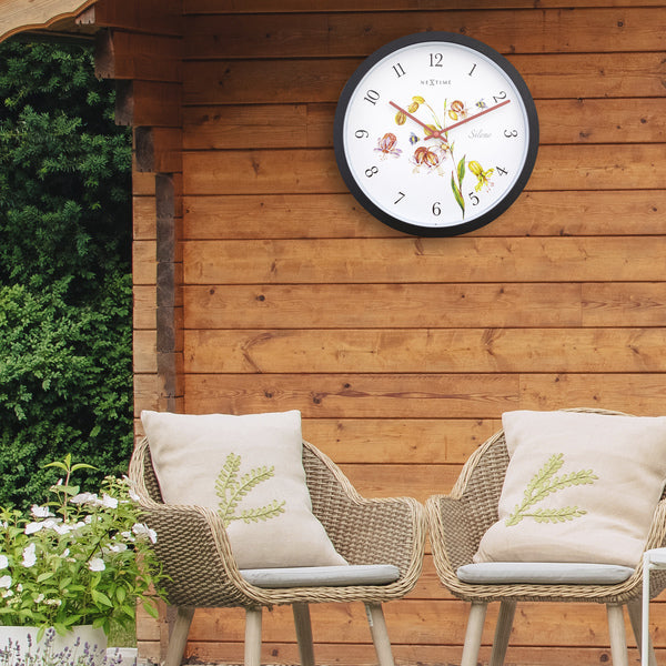 Nextime Ne-4316 Buitenklok Silene 30.5 Cm Zwart/Wit