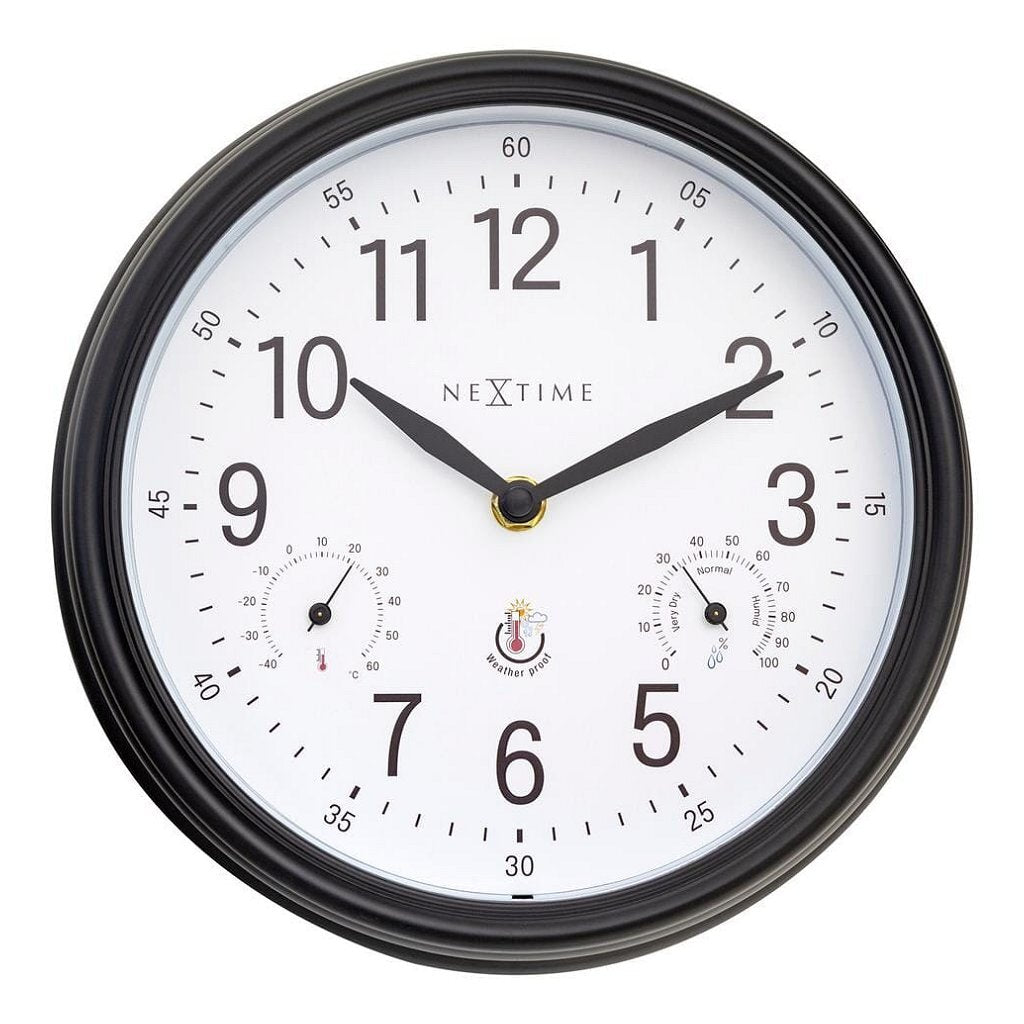 Nextime Ne-4318Wi Buitenklok Jasmine + Thermo- En Hydrometer 23.5 Cm Zwart/Wit