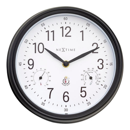 Nextime Ne-4318Wi Buitenklok Jasmine + Thermo- En Hydrometer 23.5 Cm Zwart/Wit