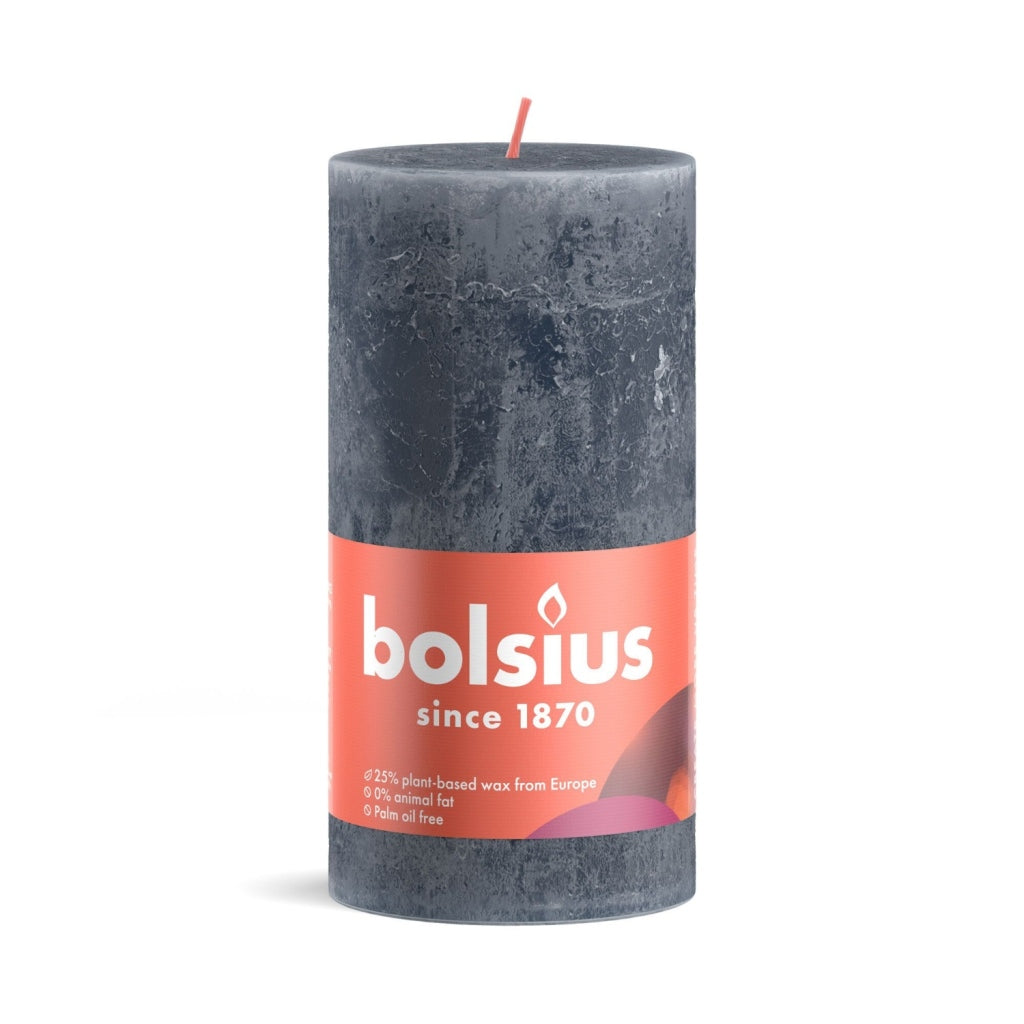 Bolsius Stompkaars Rustiek 13X6,8 Cm Leisteen Blauw