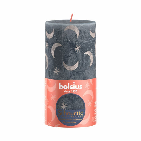Bolsius Silhouette Stompkaars Met Print 13X6.8 Cm Leisteenblauw