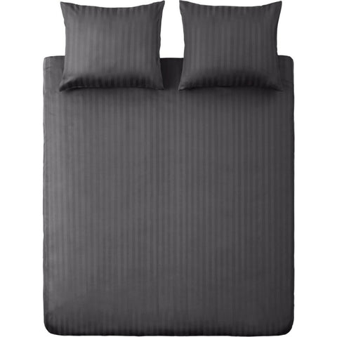 Ten Cate Katoen Satijnen Lits-Jumeaux Dekbedovertrek Streep 240X200/220 Cm Antraciet