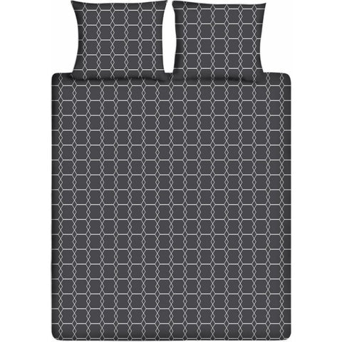 Ten Cate Katoenen Eenpersoons Dekbedovertrek 140X200/220 Cm Graphic Antraciet