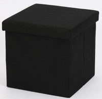 Ceruzo Poef - Zwart - 38X38X38 Cm - Opvouwbaar - Hocker Met Opbergruimte