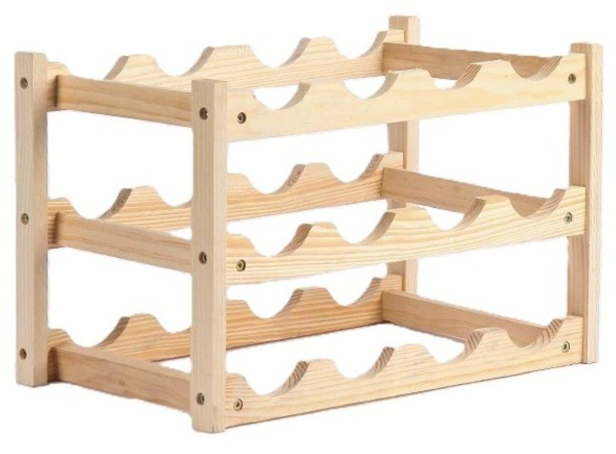 Ceruzo Wijnrek Hout - Voor 12 Wijnflessen - 45 X 22 X H28 Cm