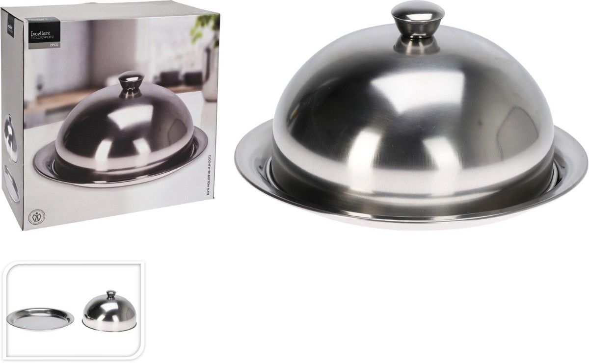 Excellent Houseware Stolp Met Dienblad - Rvs - 30Cm