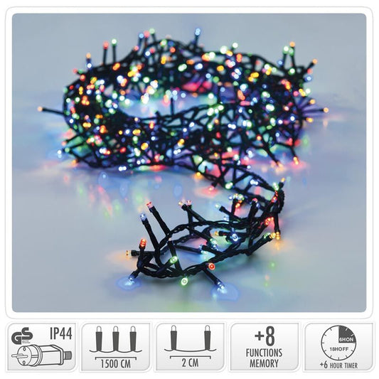 Decorativelighting Micro Cluster Met Haspel - 750 Led - 15 Meter - Met Timer - Multicolor