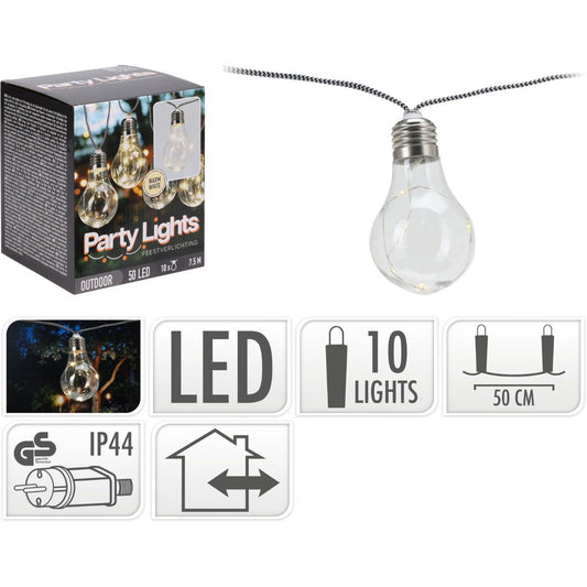 Feestverlichting Voor De Tuin - 450Cm - Warm Wit - 10X5 Led - Gevlochten Snoer
