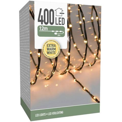 Led Verlichting 400 Led - 12 Meter - Extra Warm Wit - Voor Binnen En Buiten - 8 Lichtfuncties - Soft Wire