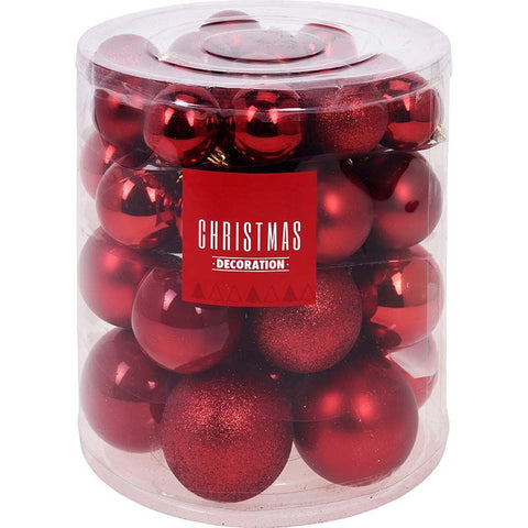Christmas Decoration Kerstballenset - 44 Stuks Plastic - Rood