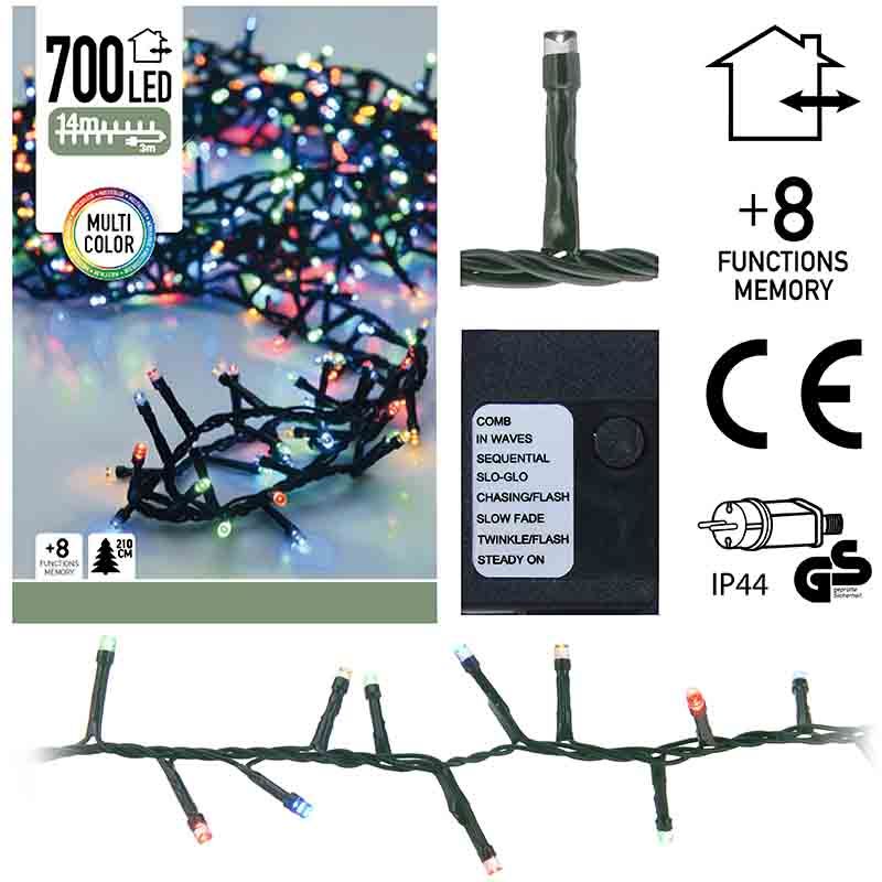 Micro Cluster - 700 Led - 14 Meter - Multicolor -  8 Functies