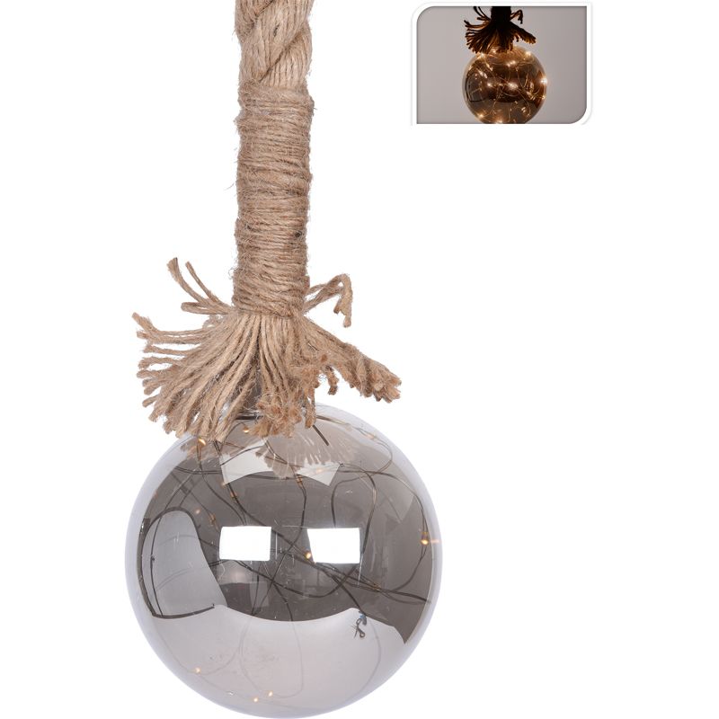 Glazen Bal Met 15 Led's - 10Cm - Met Timer