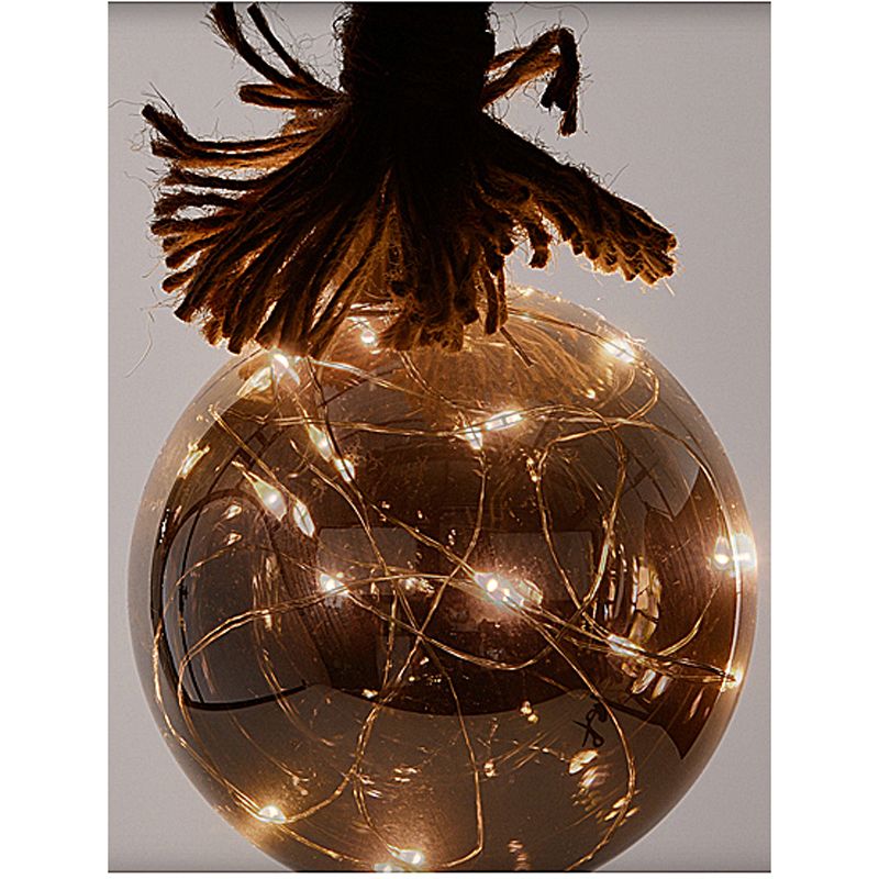 Glazen Bal Met 15 Led's - 10Cm - Met Timer