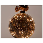 Glazen Bal Met 30 Led's - 15Cm - Jute Touw 100Cm