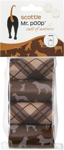 Mr.POOP SCOTTIE Refill poop bags 4 Rolls-Brown motif