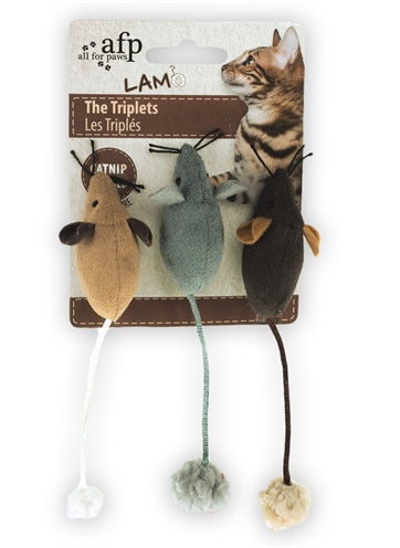 Afp Mouse The Triplets Lambswool With Catnip Assorted 7X7X3 CM 3 ST