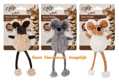 AFP Mouse Dangler laine d'agneau avec herbe à chat assortie 16 CM