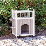Trixie Niche pour chat Maison pour chat avec balcon gris/blanc 45 x 65 x 45 cm