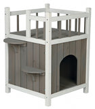 Trixie Niche pour chat Maison pour chat avec balcon gris/blanc 45 x 65 x 45 cm
