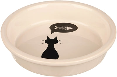 Trixie Bowl Ceramic White With Silhouette Cat 250 ML 13 CM