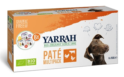 Yarrah Bio Dog Multipack Pâté Dinde/Poulet/Bœuf 6X150 GR