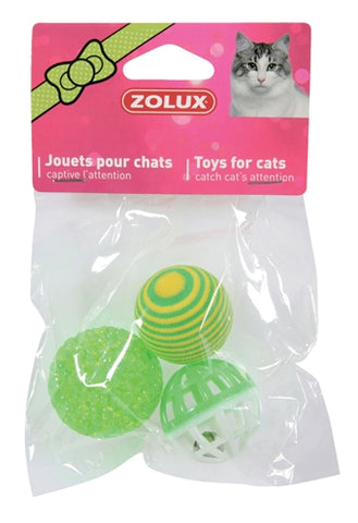 Zolux Jouet pour Chat Balles Vert 4 CM 3 PCS