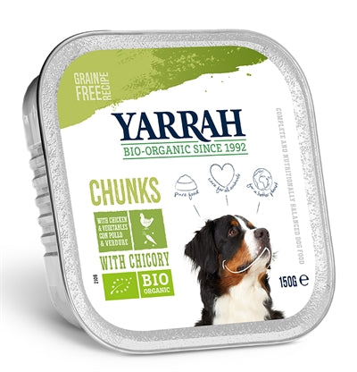 Yarrah Dog Alu Chunks Poulet/Légumes avec Chicorée en Sauce Sans Céréales 12X150 GR