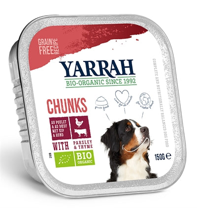 Yarrah Dog Alu Morceaux de Bœuf au Persil/Thym en Sauce Sans Céréales 12X150 GR