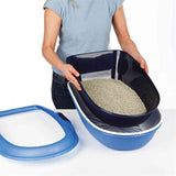 Trixie Berto Bac à litière ouvert pour chat avec système de séparation gris foncé/bleu 59 x 39 x 22 cm