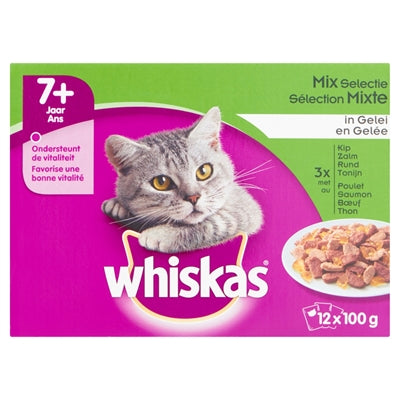 Whiskas Multipack Pouch Senior Mix Selectie Vlees / Vis In Saus 12X100 GR (4 stuks)