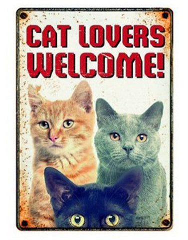 Plenty Gifts Waakbord Tin Cat Lovers Welcome 15X21 CM